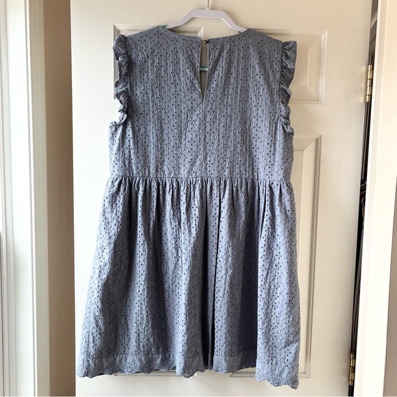 Knox Rose Eyelet Cotton Mini Dress Sleeveless Gray/Dusty Blue Size L - Picture 4 of 11